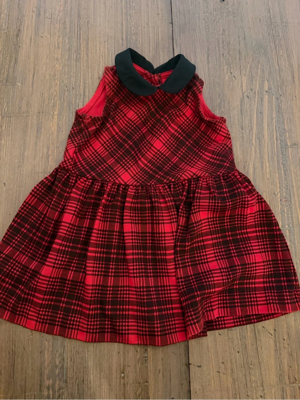 Ralph Lauren Toddler Red and Black Plaid Peter Pan Collar Dress